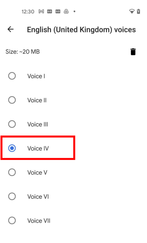 Tap a voice to hear a sound sample and select it